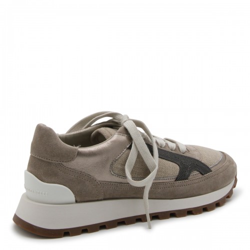 BROWN AND GREY COTTON SNEAKERS