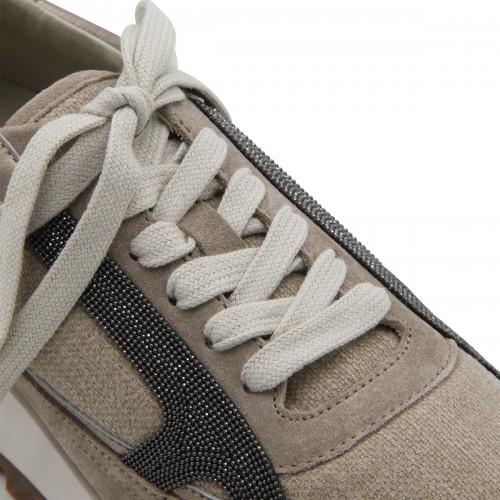 BROWN AND GREY COTTON SNEAKERS