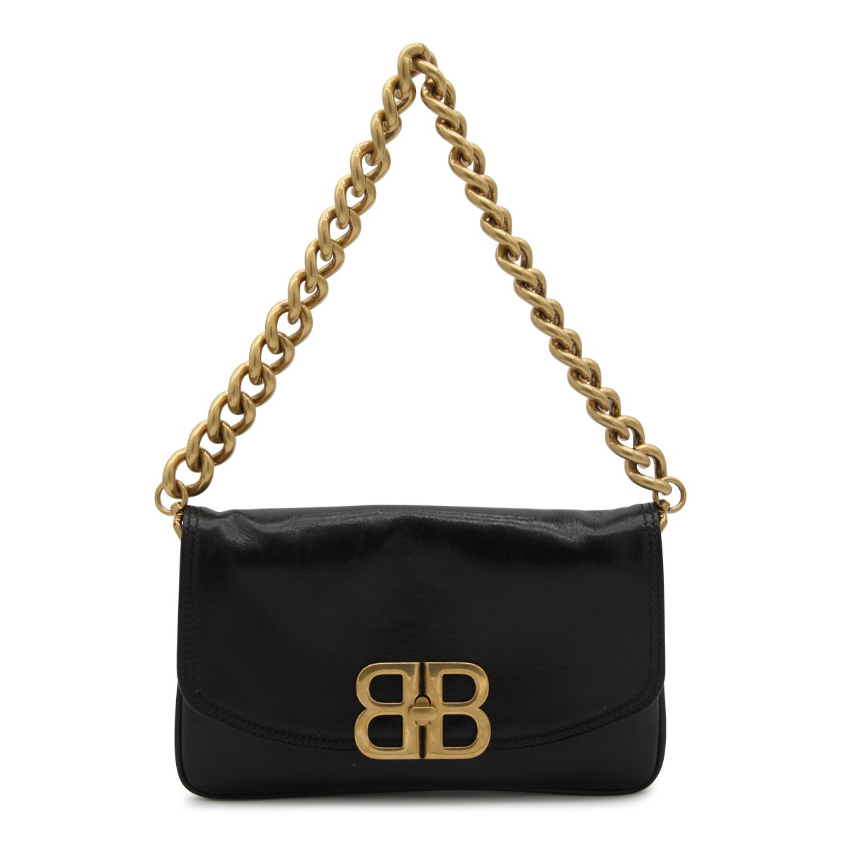 BLACK LEATHER FLAP BB SOFT SMALL CROSSBODY BAG