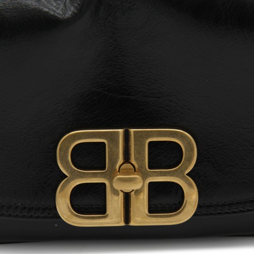 BLACK LEATHER FLAP BB SOFT SMALL CROSSBODY BAG