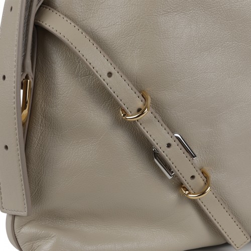 NATURAL BEIGE LEATHER VOYOU MEDIUM SHOULDER BAG