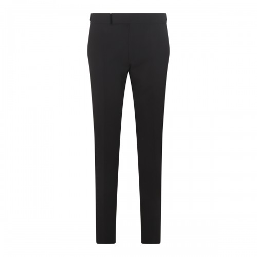 BLACK WOOL BLEND TROUSERS