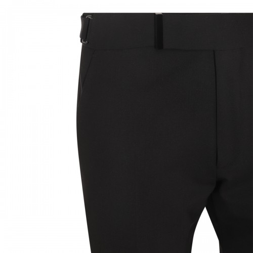 BLACK WOOL BLEND TROUSERS