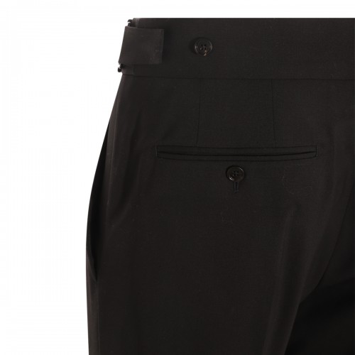 BLACK WOOL BLEND TROUSERS