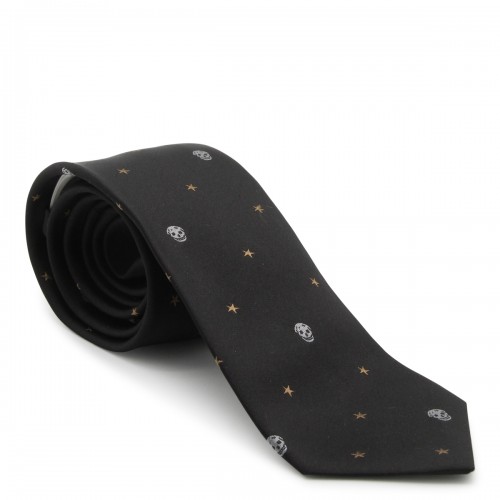 BLACK AND PINK SILK TIE