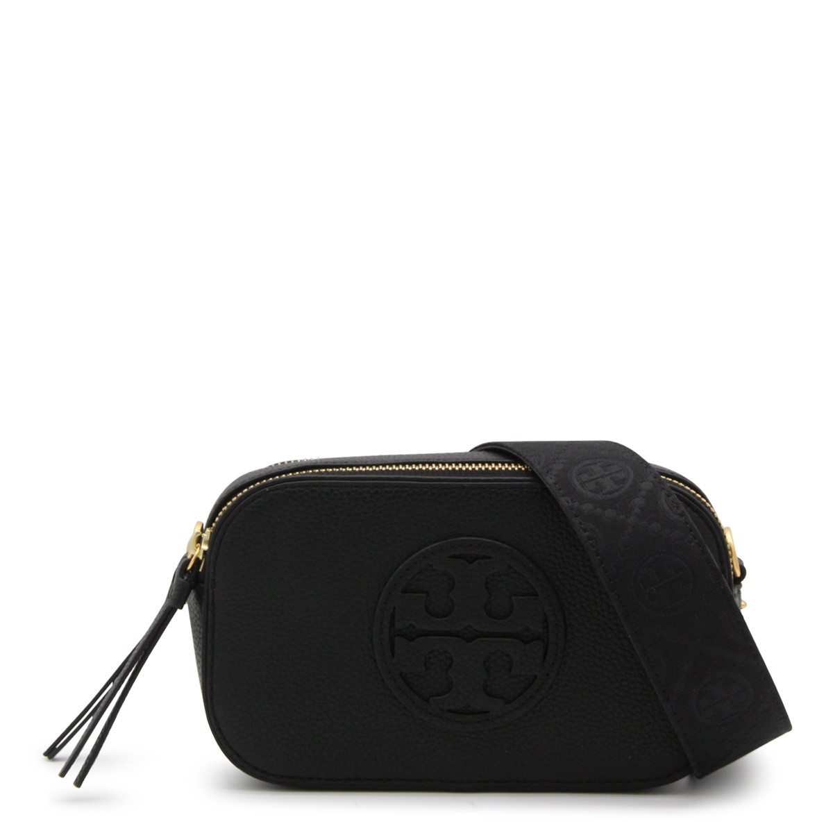 BLACK LEATHER CROSSBODY BAG