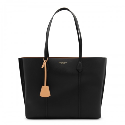 BLACK LEATHER PERRY TOTE BAG