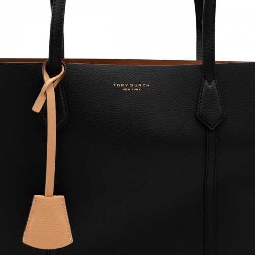 BLACK LEATHER PERRY TOTE BAG