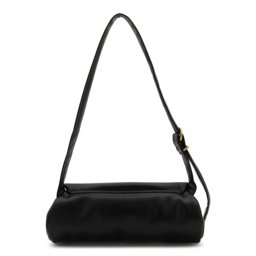 BLACK LEATHER CANNOLO SHOULDER BAG