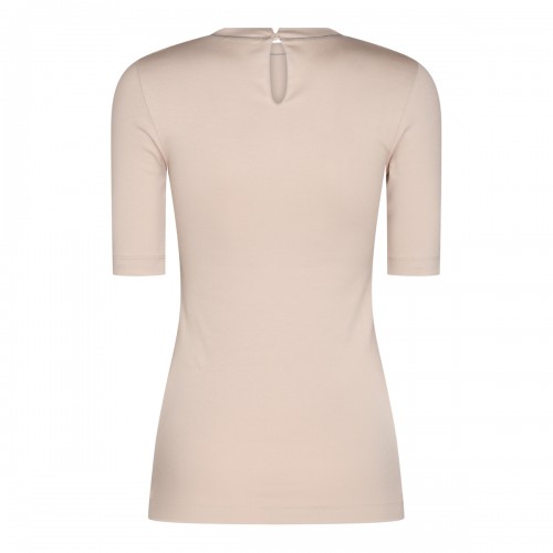 BEIGE COTTON STRETCH T-SHIRT