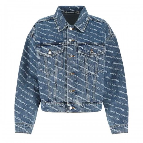 DEEP BLUE AND WHITE DENIM LOGO JACKET