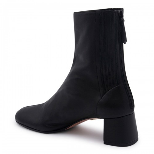 BLACK LEATHER SAINT HONORE ANKLE BOOTS