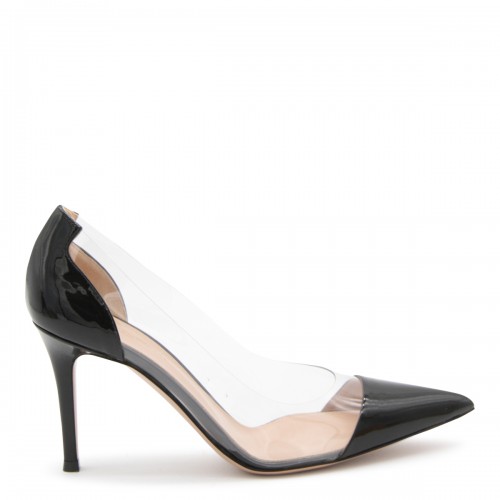 BLACK LEATHER PLEXI PUMPS