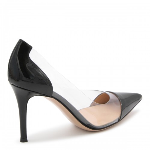 BLACK LEATHER PLEXI PUMPS