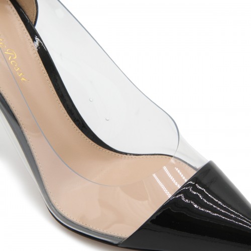 BLACK LEATHER PLEXI PUMPS