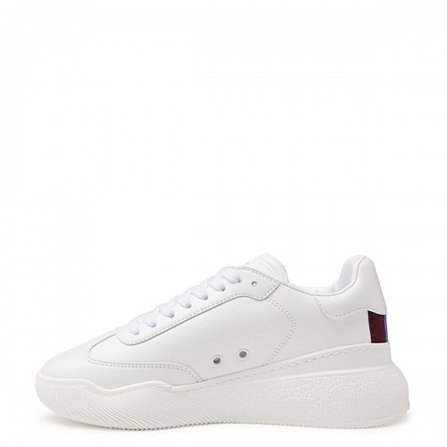 WHITE FAUX LEATHER LOOP SNEAKERS