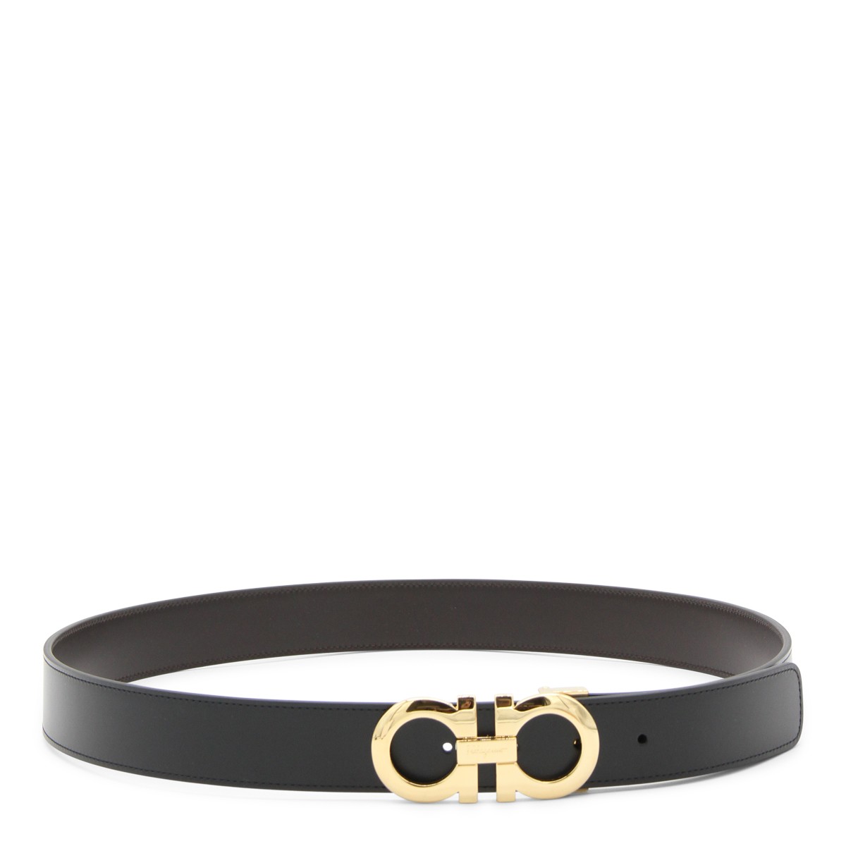 BLACK LEATHER GANCINI BELT