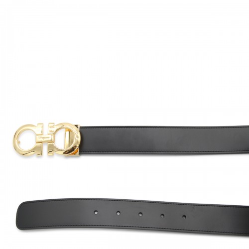 BLACK LEATHER GANCINI BELT