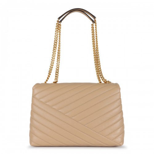 BEIGE LEATHER KIRA SHOULDER BAG