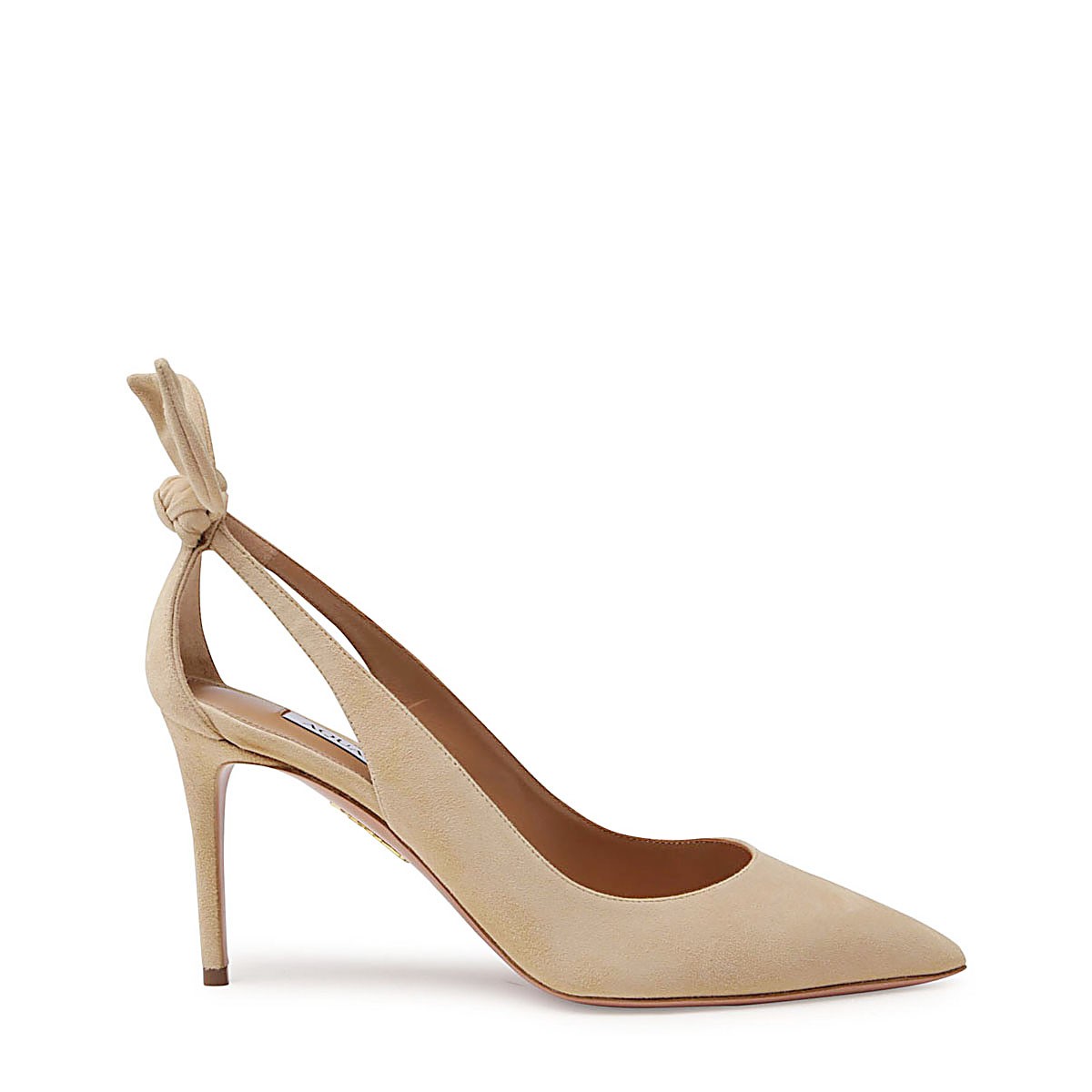 NUDE SUEDE BOW TIE PUMPS