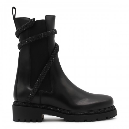 BLACK LEATHER CLEO BOOTS