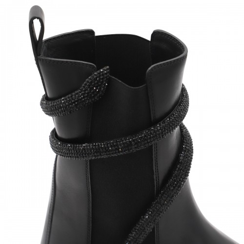 BLACK LEATHER CLEO BOOTS