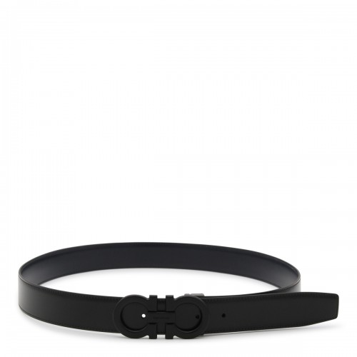 BLACK AND BLUE MARINE LEATHER REVERSIBLE GANCINI BELT