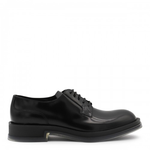 BLACK LEATHER LACE UP SHOES