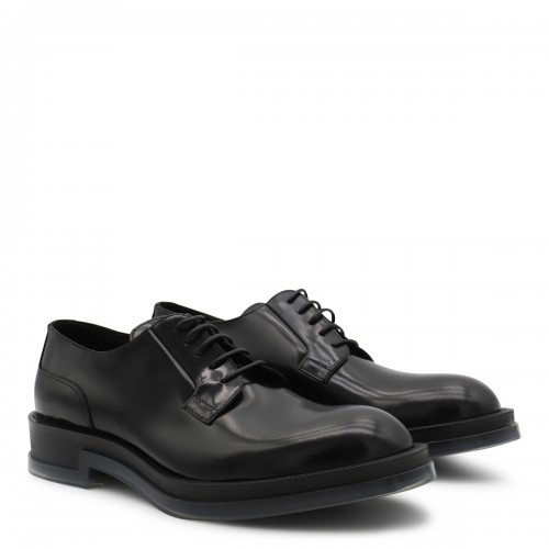 BLACK LEATHER LACE UP SHOES