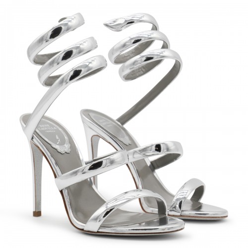 SILVER TONE LEATHER CLEO SANDALS