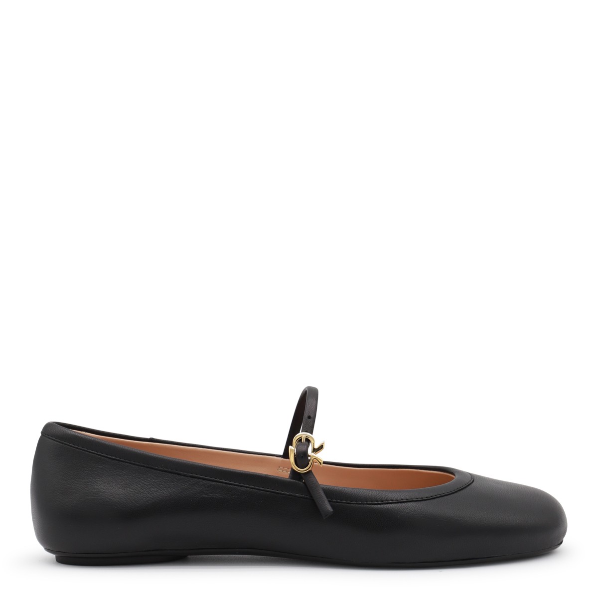 BLACK LEATHER FLATS