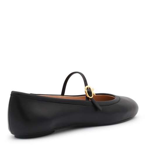 BLACK LEATHER FLATS