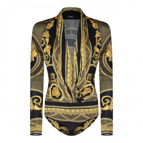 BLACK AND GOLD VISCOSE BODYSUIT