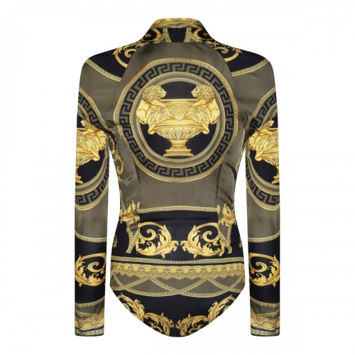 BLACK AND GOLD VISCOSE BODYSUIT