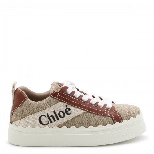 WHITE AND BROWN CANVAS LAUREN SNEAKERS