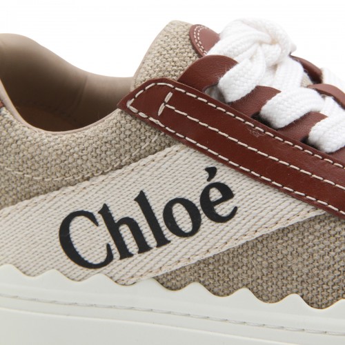 WHITE AND BROWN CANVAS LAUREN SNEAKERS