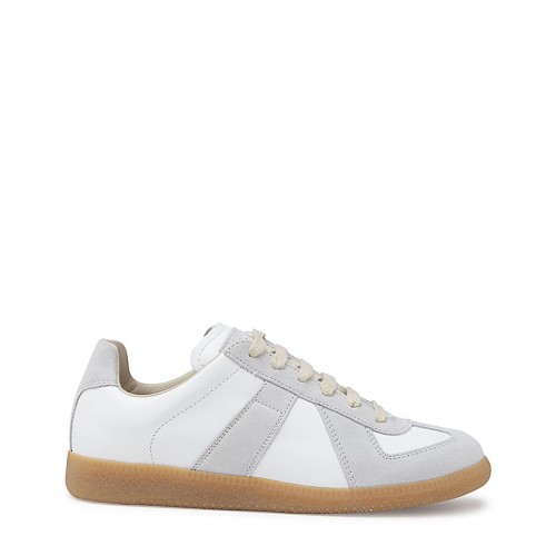 OFF WHITE LEATHER AND GREY SUEDE REPLICA SNEAKERS