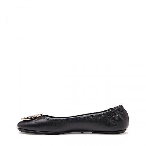 BLACK LEATHER MINNIE BALLERINA SHOES