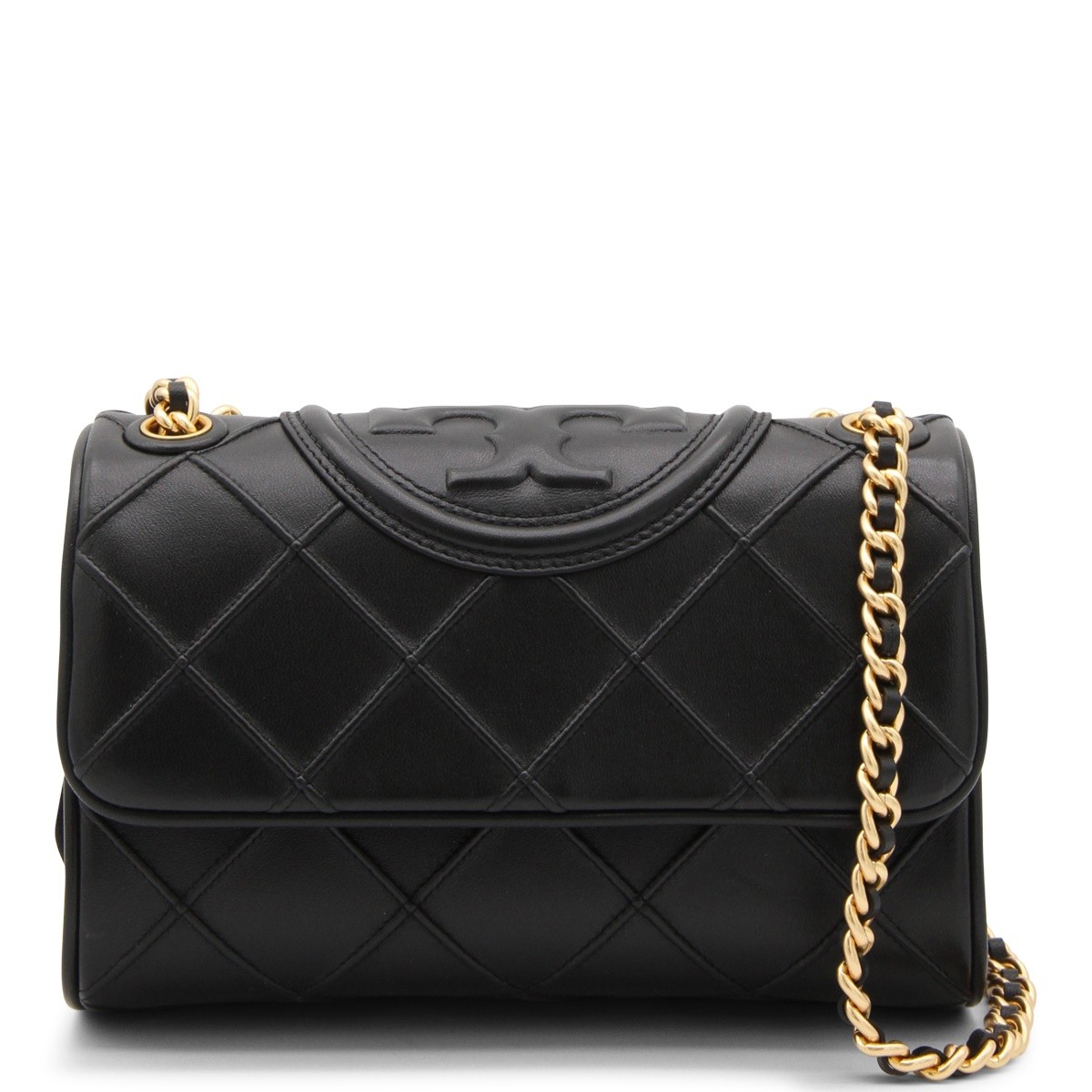 BLACK LEATHER FLEMING SHOUDER BAG