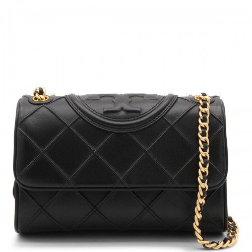 BLACK LEATHER FLEMING SHOUDER BAG