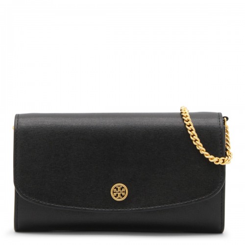 BLACK LEATHER ROBINSON CROSSBODY BAG