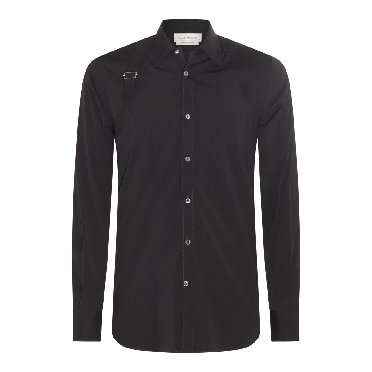 BLACK COTTON BLEND SHIRT