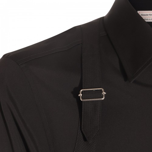 BLACK COTTON BLEND SHIRT