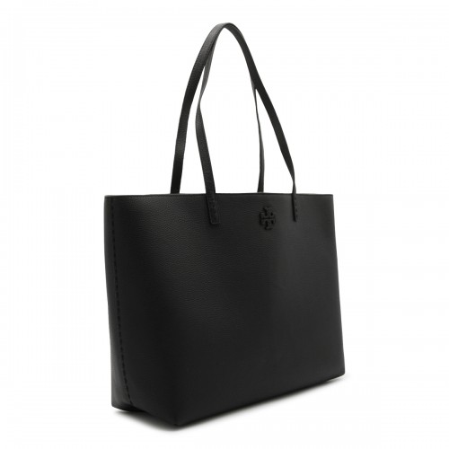 BLACK LEATHER MCGRAW TOTE BAG