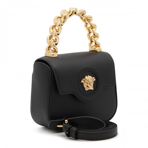 BLACK LEATHER LA MEDUSA MINI TOP HANDLE BAG