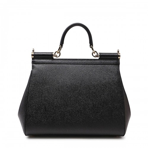 BLACK LEATHER SICILY HANDLE BAG