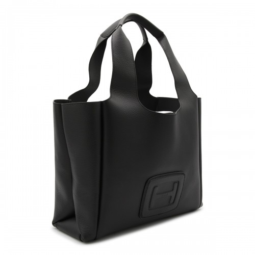 BLACK LEATHER TOTE BAG