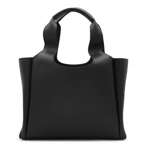 BLACK LEATHER TOTE BAG