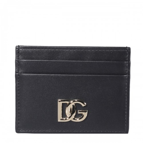 BLACK LEATHER LOGO CARDHOLDER