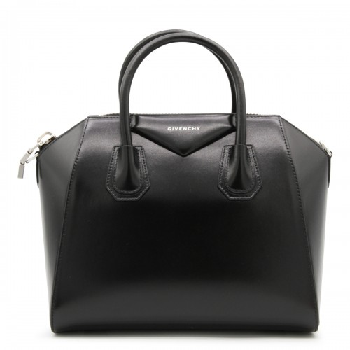 BLACK LEATHER ANTIGONA SMALL TOP HANDLE BAG